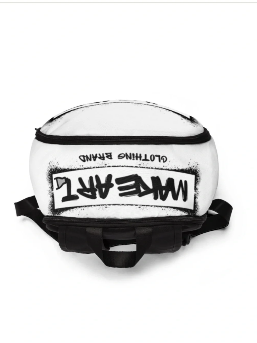 MAKE ART White Backpack with Black Logo - Men's Casual Backpack